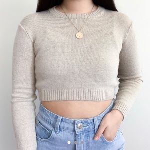 Brandy Melville cream colored cropped sweater